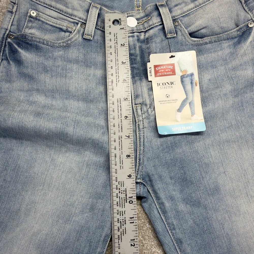 Levis Signature Super Skinny Blue Jeans Girls 18 (FITS 28‎ X 30) Distressed NEW - Picture 9 of 12